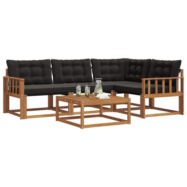 vidaXL Āra dīvānu komplekts ar spilvenu 5 pcs Dabīgs un melns