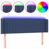 vidaXL gultas galvgalis ar LED, 147x16x78/88 cm, zils audums