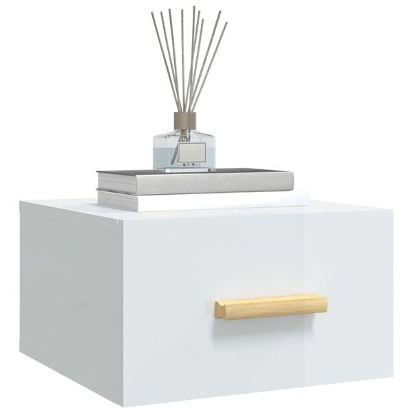 vidaXL sienas naktsskapītis, spīdīgi balts, 35x35x20 cm