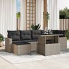 vidaXL 7-daļīgs dārza dīvāna komplekts,matrači, gai&scaron;i pelēka PE pinums