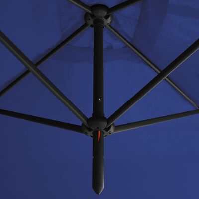 vidaXL dubultais saulessargs ar tērauda kātu, 600x300 cm, debeszils