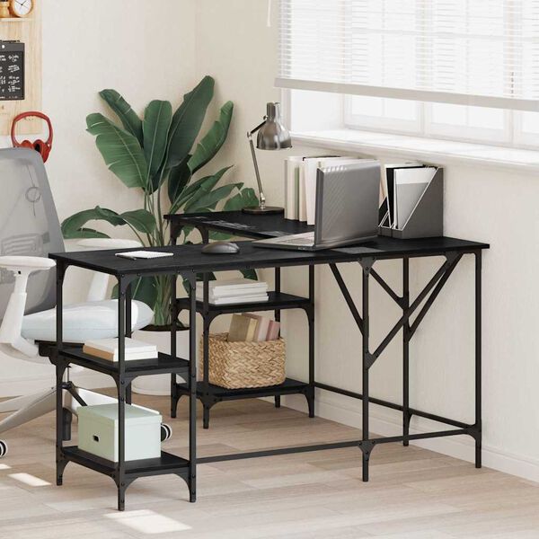 vidaXL Galds Melns ozolkoks 139 x 139 x 75 cm Inženierijas koks