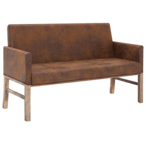 vidaXL sols ar roku balstiem, 140 cm, brūna mākslīgā zam&scaron;āda