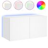 vidaXL TV galdiņ&scaron; ar LED lampiņām, balti, 80x35x41 cm