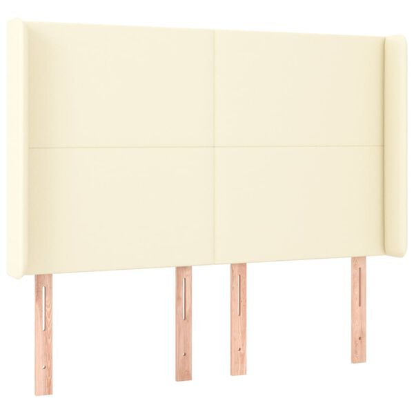 vidaXL galvgalis ar malām, 147x16x118/128 cm, krēmkrāsas mākslīgā āda