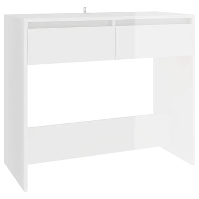 vidaXL konsoles galdiņš, spīdīgi balts, 89x41x76,5 cm, tērauds