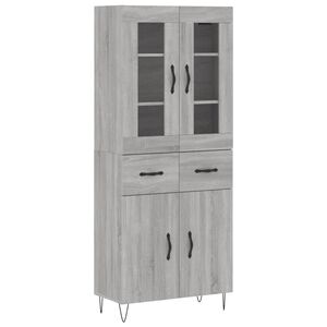 vidaXL augstais skapis, pelēks, 69,5x34x180 cm, inženierijas koks