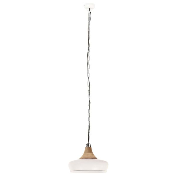 vidaXL griestu lampa, industriāla, balta, dzelzs, koks, 26 cm, E27