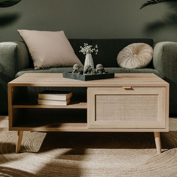 Finori kafijas galdiņ&scaron; Bali 55A, Sonoma ozolkoka krāsa, niedru apdruka