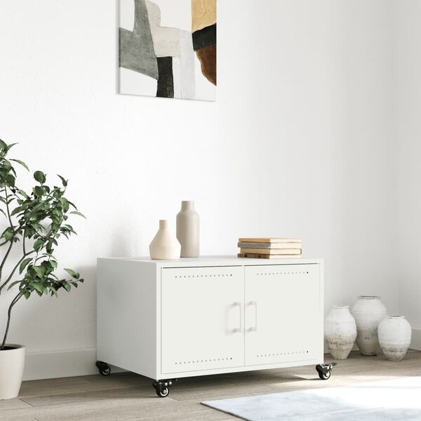 vidaXL kafijas galdiņš, balts, 68x50x43,5 cm, tērauds