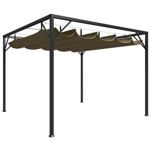 vidaXL dārza nojume ar izvelkamu jumtu, 3x3 m, pelēkbrūna, 180 g/m&sup2;