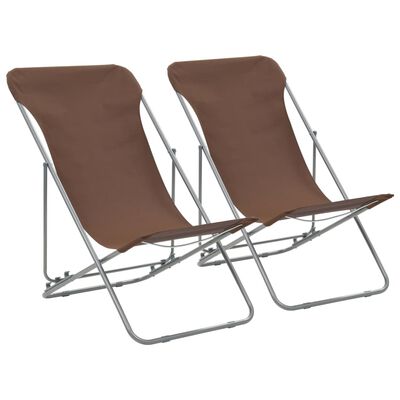 vidaXL saliekami pludmales krēsli, 2 gab., tērauds, audums, brūni