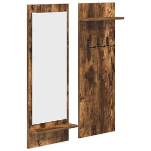 vidaXL Sienas pakaramais ar plauktu Dūmaka ozols 70 x 10 x 90 cm