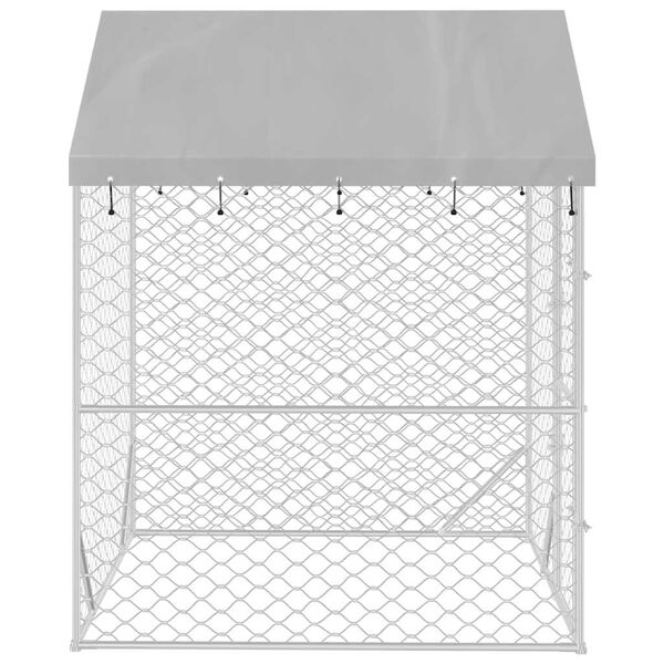 vidaXL suņu voljērs ar jumtu, sudraba krāsā, 2x2x2,5m, cinkots tērauds