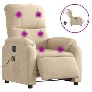 vidaXL elektrisks masāžas krēsls, krēmkrāsas mikro&scaron;ķiedras audums