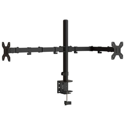 vidaXL dubultais monitora statīvs, melns, tērauds, VESA, 75/100 mm