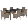 vidaXL 7-daļīgs dārza mēbeļu komplekts, matrači, pelēka PE rotangpalma