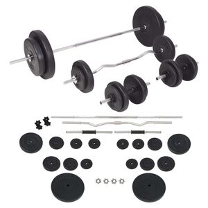 vidaXL svaru stieņu un hanteļu komplekts, 90 kg