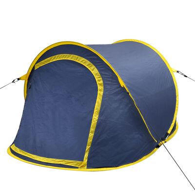 vidaXL ātri saliekama dizaina telts, 2 personām, tumši zila/dzeltena