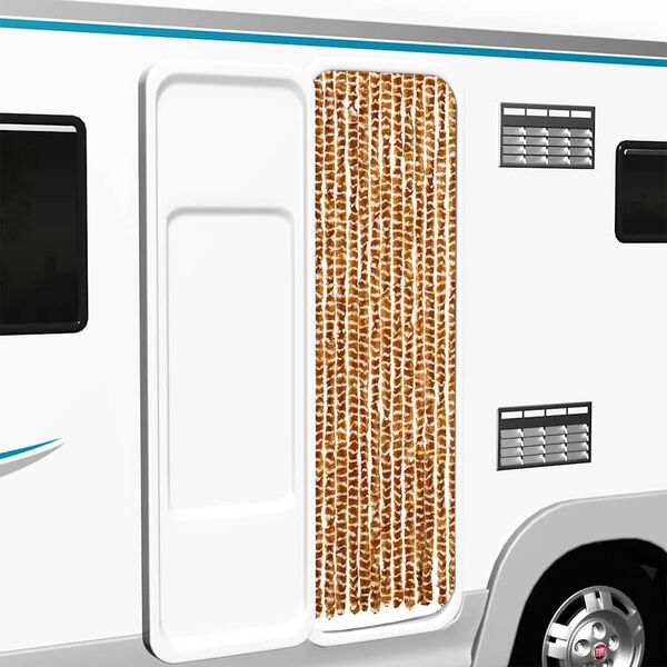 vidaXL kukaiņu aizkars, dzeltenbrūns un balts, 56x200 cm, &scaron;enils