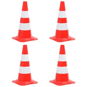 vidaXL atstarojoši satiksmes konusi, 4 gab., sarkanbalti, 50 cm