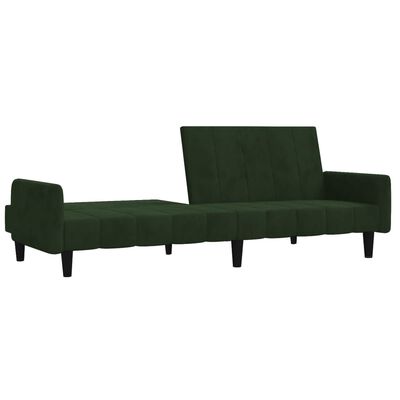 vidaXL 2-vietīga dīvāngulta, tumši zaļš samts