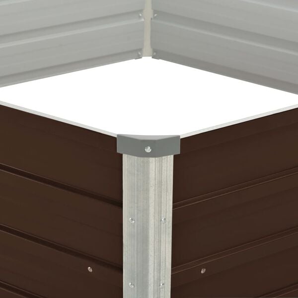 vidaXL augstā puķu kaste, 129x129x45 cm, cinkots tērauds, brūna