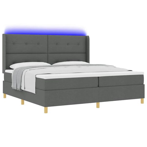 vidaXL Kastītes atsperu gulta ar matraci Pelēka 140 x 200 cm audums