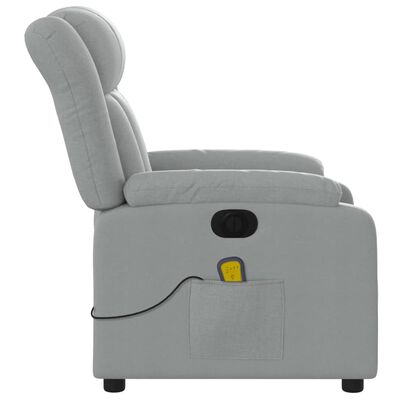 vidaXL elektrisks masāžas krēsls, atgāžams, gaiši pelēks audums