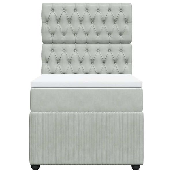 vidaXL atsperu gulta ar matraci, gai&scaron;i pelēka samts, 90x200 cm