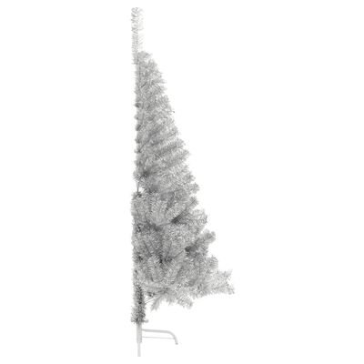 vidaXL mākslīgā Ziemassvētku egle ar statīvu, 150 cm, sudrabaina, PET