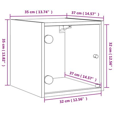 vidaXL naktsskapītis ar stikla durvīm, melns, 35x37x35 cm