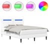 vidaXL Gultas rāmis ar LED sloksnēm Balts 140 x 200 cm Mākslīgā āda
