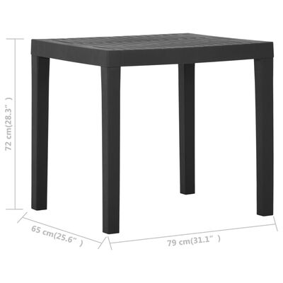 vidaXL dārza galds, pelēks, 79x65x72 cm, plastmasa