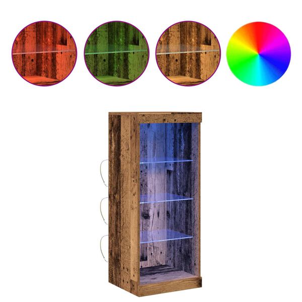 vidaXL LED sānu galds Vecs koks 41 x 37 x 100 cm Inženierijas koks