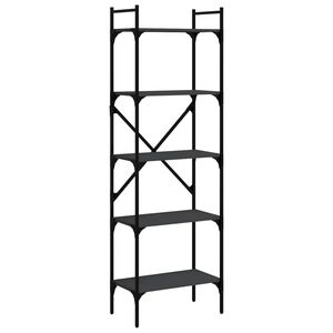 vidaXL grāmatu plaukts, 5 līmeņi, melns, 56x31,5x174 cm, koks