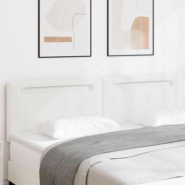 vidaXL LED gultas galva Balts 180 cm Mākslīgā āda