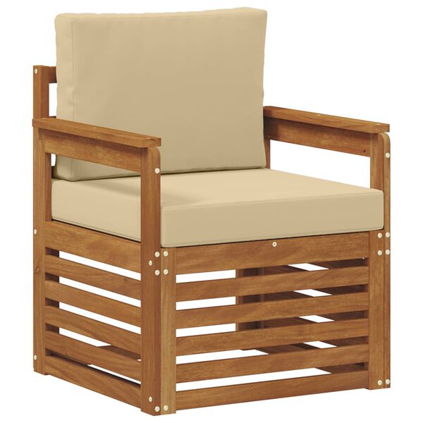 vidaXL Āra dīvānu komplekts Cieta akācijas koks un poliesters Dabiska