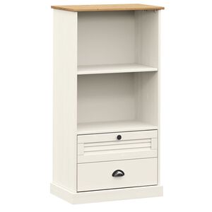 vidaXL grāmatu plaukts, VIGO, balts, 60x35x114,5 cm, priedes masīvkoks