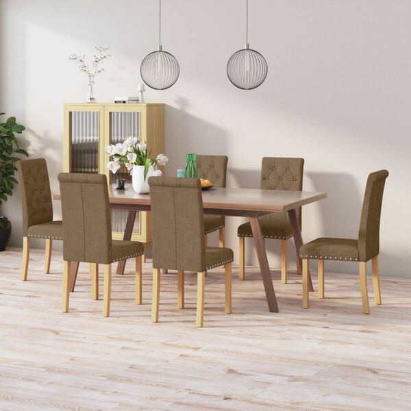 vidaXL virtuves krēsli, 6 gab., brūns audums