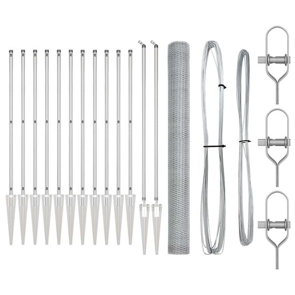 vidaXL Žoga āķis Sudraba 25 x 1,6 m (25 mm siets) Tērauds