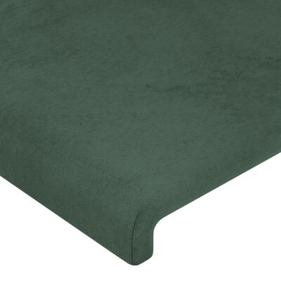 vidaXL gultas galvgalis ar LED, 147x16x78/88 cm, tumši zaļš samts