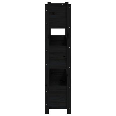 vidaXL puķu kaste, melna, 77x25x104,5 cm, priedes masīvkoks