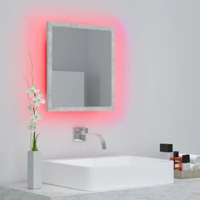 vidaXL vannasistabas spogulis, LED, pelēks, 40x8,5x37 cm, akrils