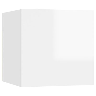 vidaXL sienas TV skapīši, 2 gab., spīdīgi balti, 30,5x30x30 cm