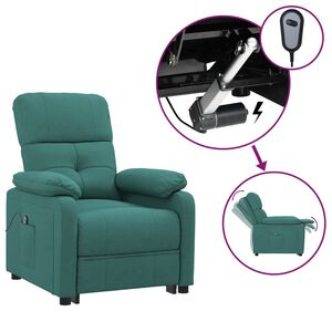 vidaXL elektrisks atpūtas krēsls, atgāžams, tum&scaron;i zaļ&scaron; audums