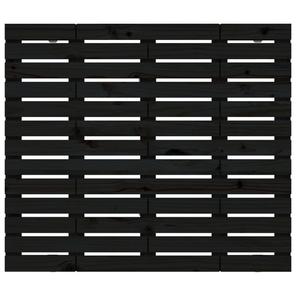 vidaXL sienas galvgalis, melns, 146x3x91,5 cm, priedes masīvkoks