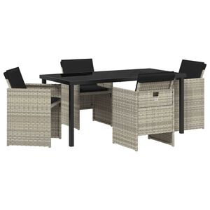 vidaXL Dārza ēdamgalds 5 pcs Gai&scaron;i pelēks poliratāns