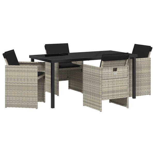 vidaXL Dārza ēdamgalds 5 pcs Gai&scaron;i pelēks poliratāns