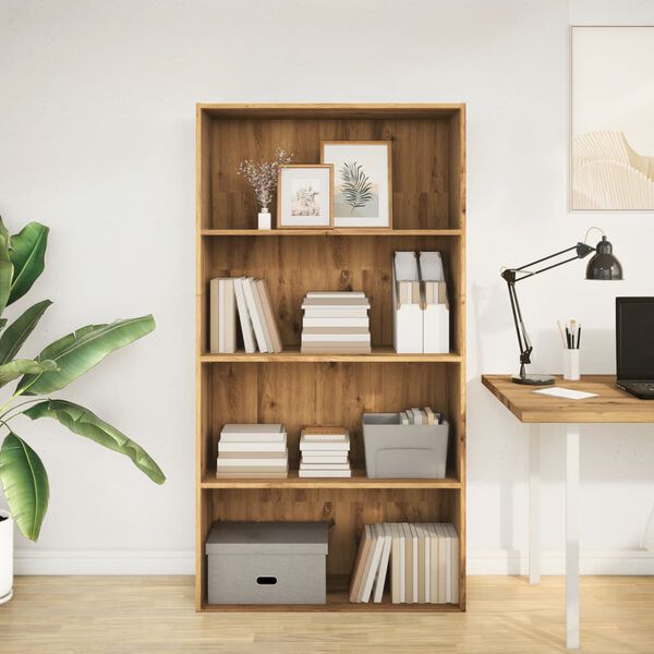 vidaXL grāmatu plaukts, koka krāsa, 80x30x152 cm, inženierijas koks